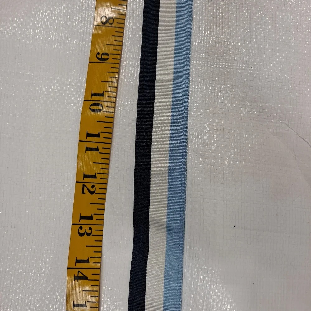 Brooks Brothers Blue Striped Fabric Double D Ring Belt